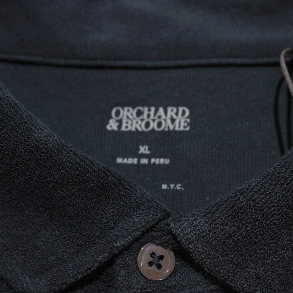 Orchard & Broome NWT Jackson Terry Polo Shirt Size XL in Navy Blue 100% Cotton